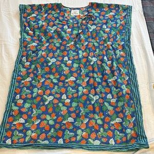 Printfresh Blue and Orange Strawberry Swim Cover-Up